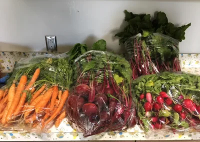 Bags of various vegetables.